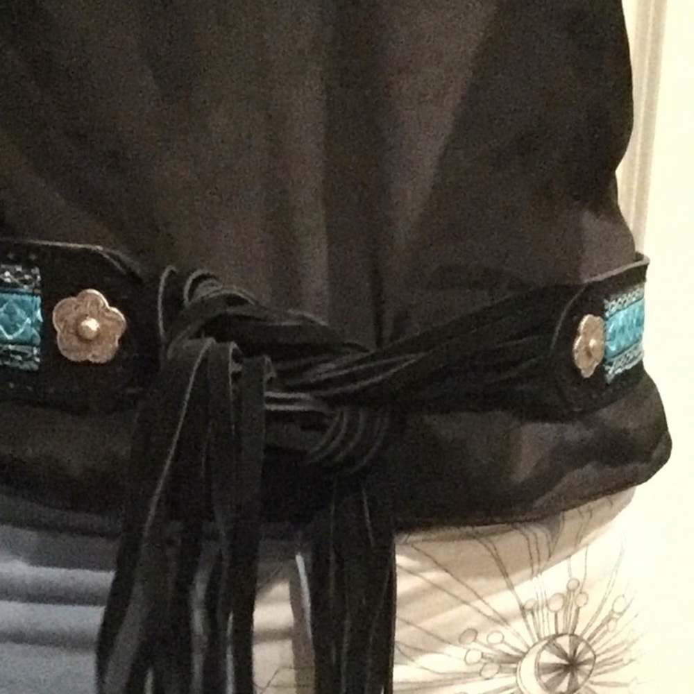 Suede And Fabric Tie Belt, Never Worn